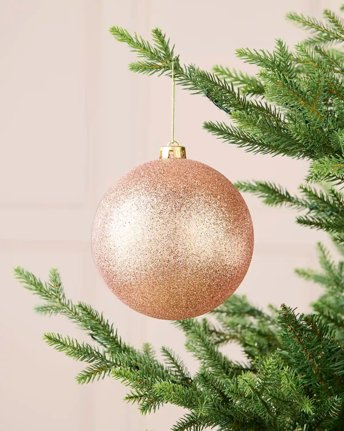Rose Gold Oversized Shatterproof Bauble, Glitter, 15 cm — 15 cm / Glitter