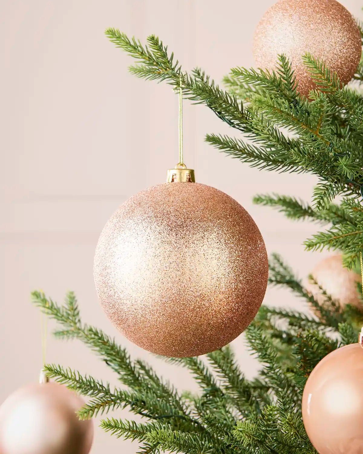 Rose Gold Oversized Shatterproof Bauble, Glitter, 15 cm — 15 cm / Glitter - Image 2