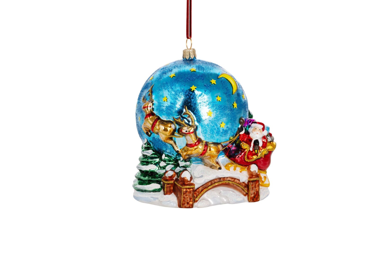 Huras Family Sleigh Ready to Go! European Blown Ornament
