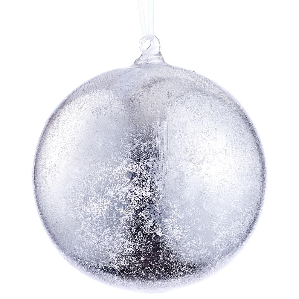 Silver Leaf Look Glass Ball Ornament