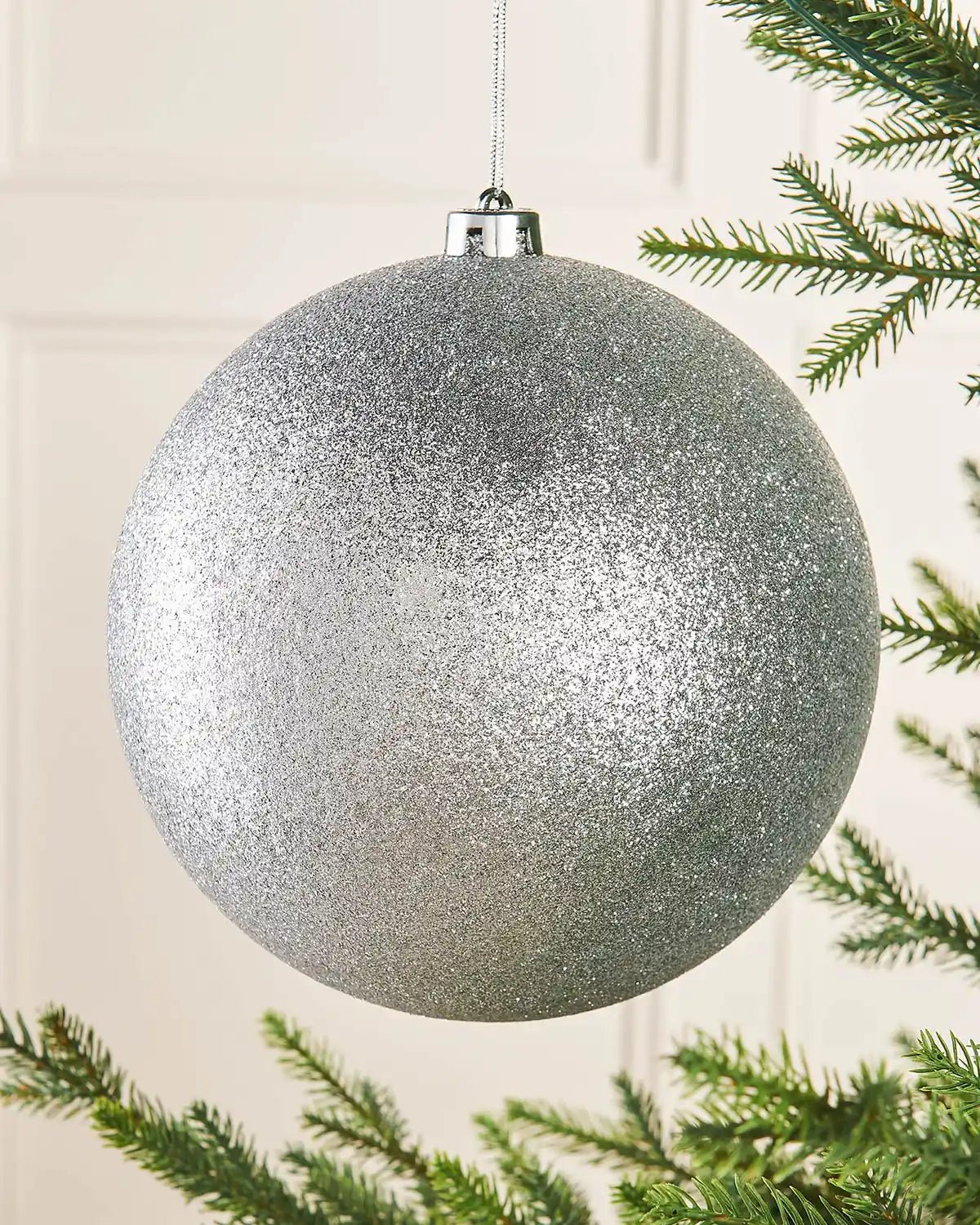 Silver Oversized Shatterproof Bauble, Glitter, 20 cm — 20 cm / Glitter