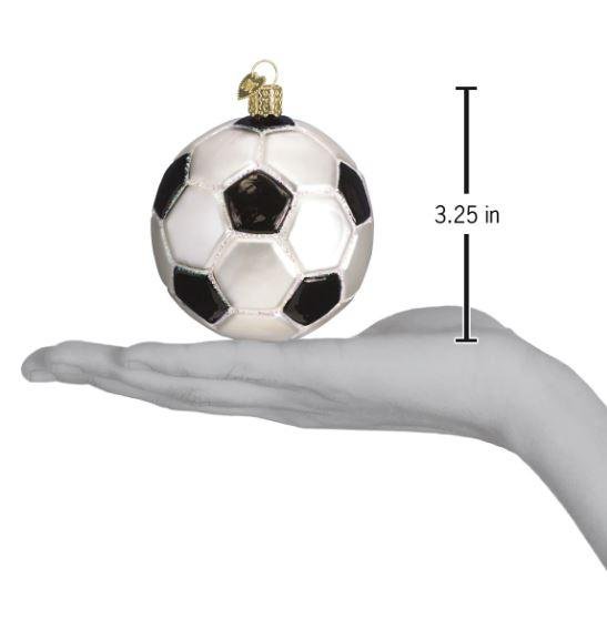 Old World Soccer Ball Glass Christmas Ornament