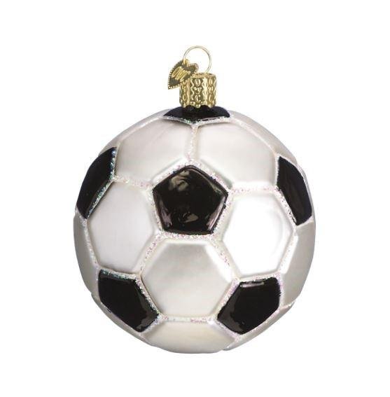 Old World Soccer Ball Glass Christmas Ornament - Image 3