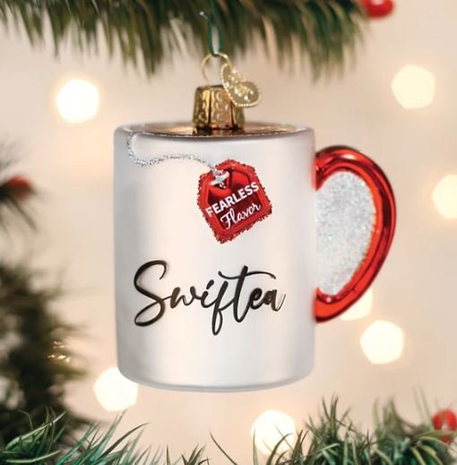 Old World Swiftea Mug Glass Christmas Ornament