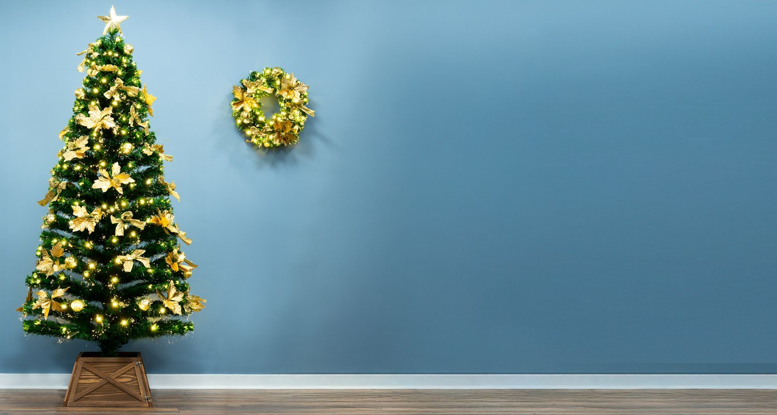 The Gilded Poinsettia Fir Fibre Optic Tree (3ft to 7ft)