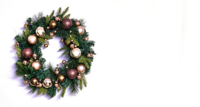50cm Decorated Mixed Pine Wreath with Bronze & Copper Baubles
