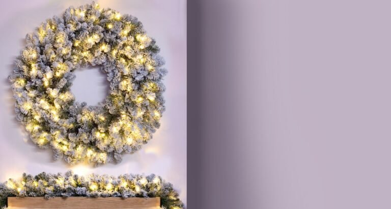 Pre-lit Flocked Extra Wide Arbor Vitae Wreath (60cm - 150cm)