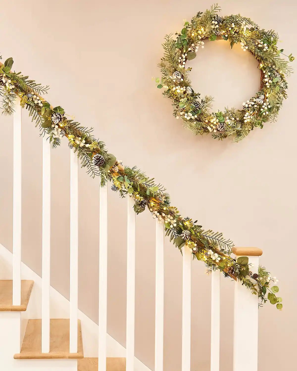 Pre-Lit Frosted Eucalyptus Garland, 9 ft - Image 2
