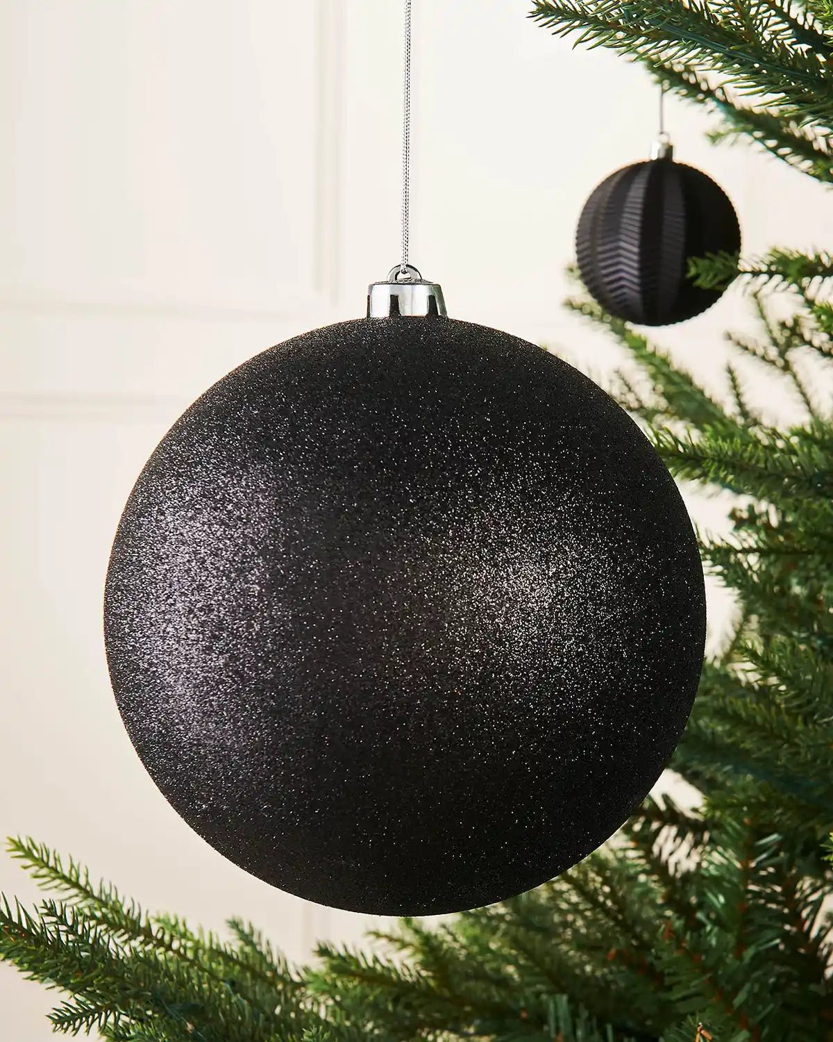 Black Oversized Shatterproof Bauble, Glitter, 20 cm — 20 cm / Glitter - Image 2
