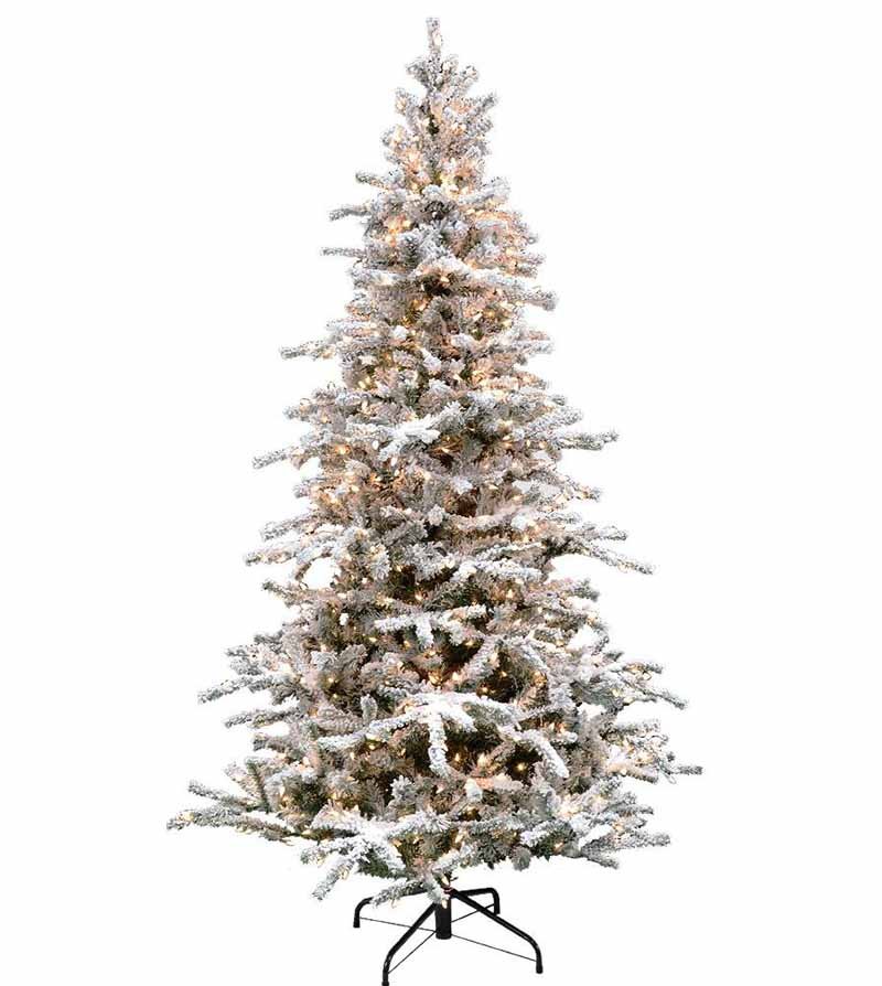 10' Flocked White Forest Tree - Clear LED - Image 3