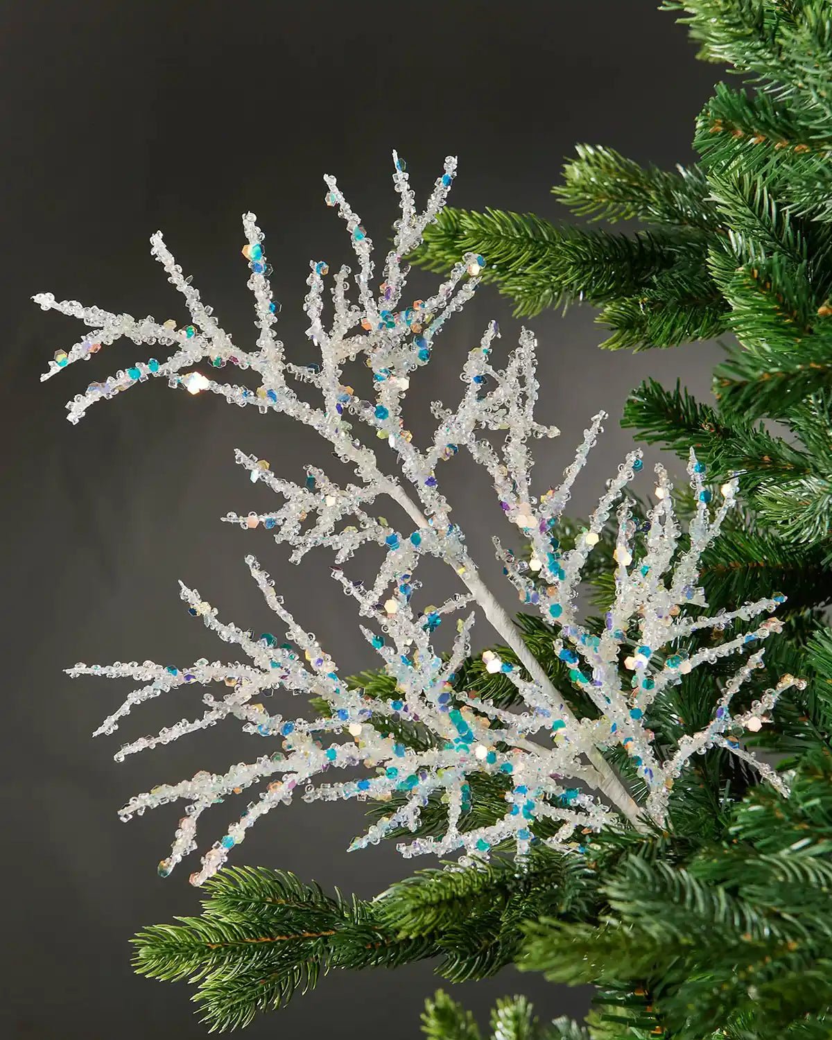 Beaded Crystal Spray, White, 65 cm