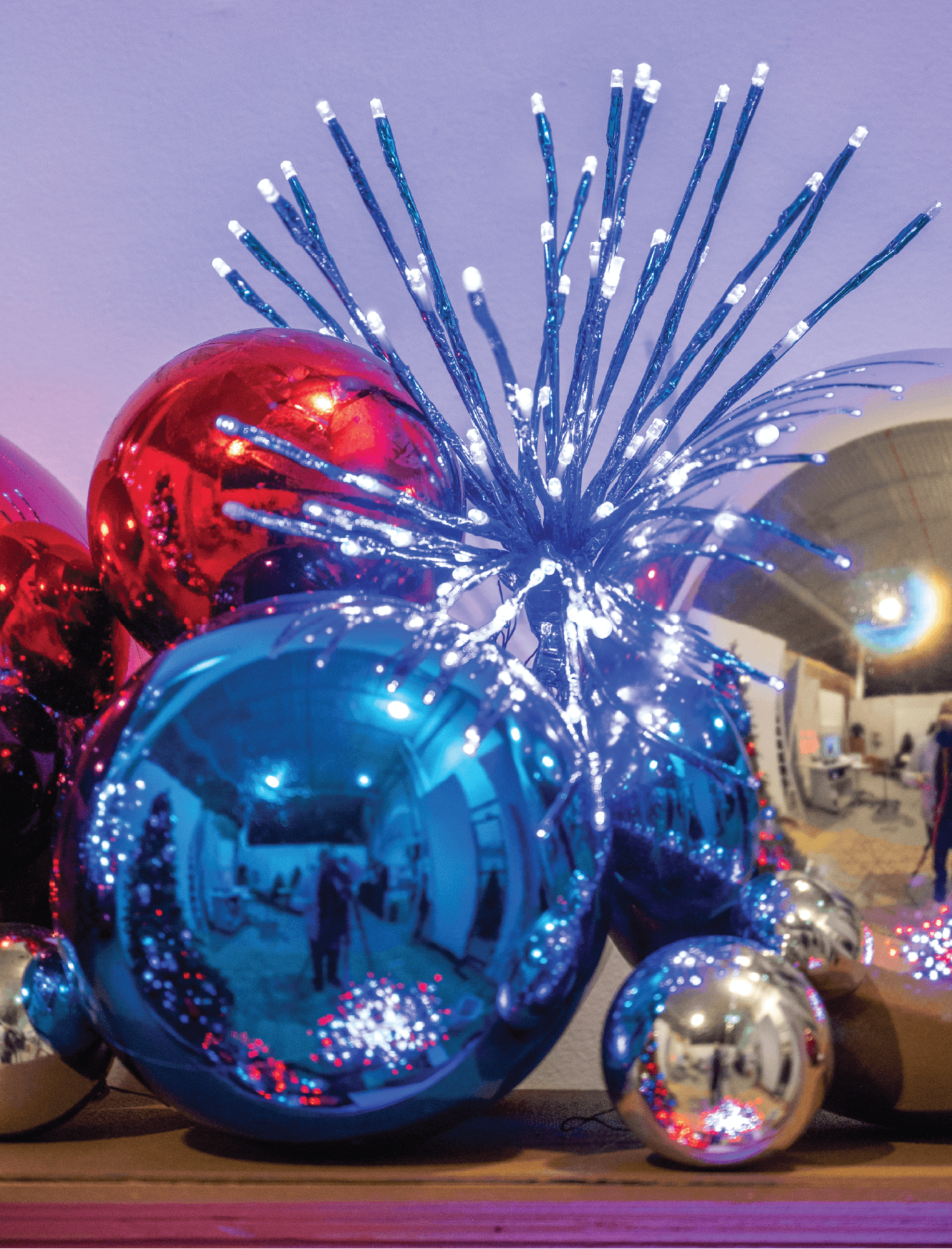 Blue Shiny Shatterproof Ball Ornament 8" - Image 2