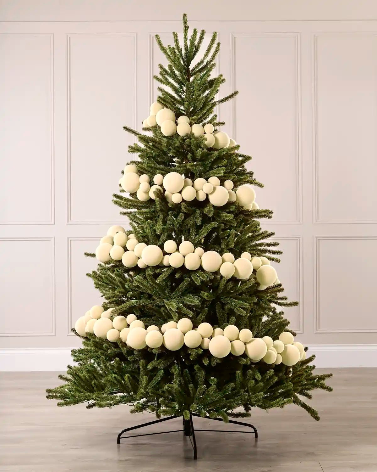 Latte Velvet Bauble Garland, 9 ft