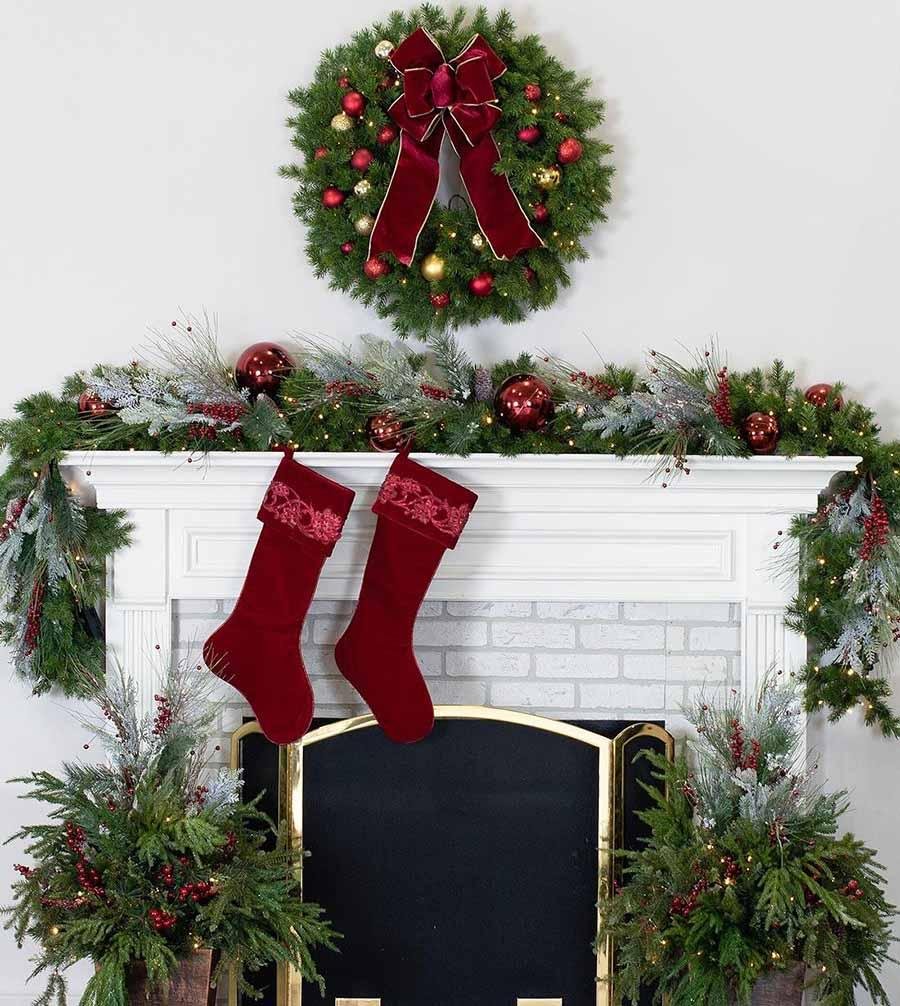 9' X 12" Natural Douglas Garland - Battery-Operated Clear LED - Image 5