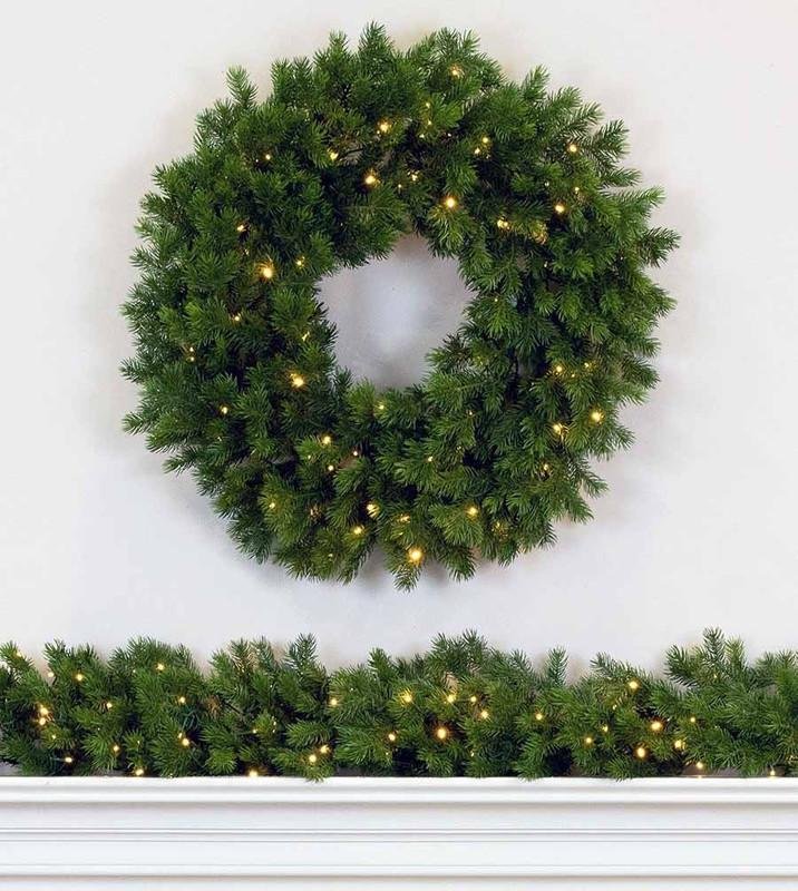 9' X 12" Natural Douglas Garland - Battery-Operated Clear LED - Image 4