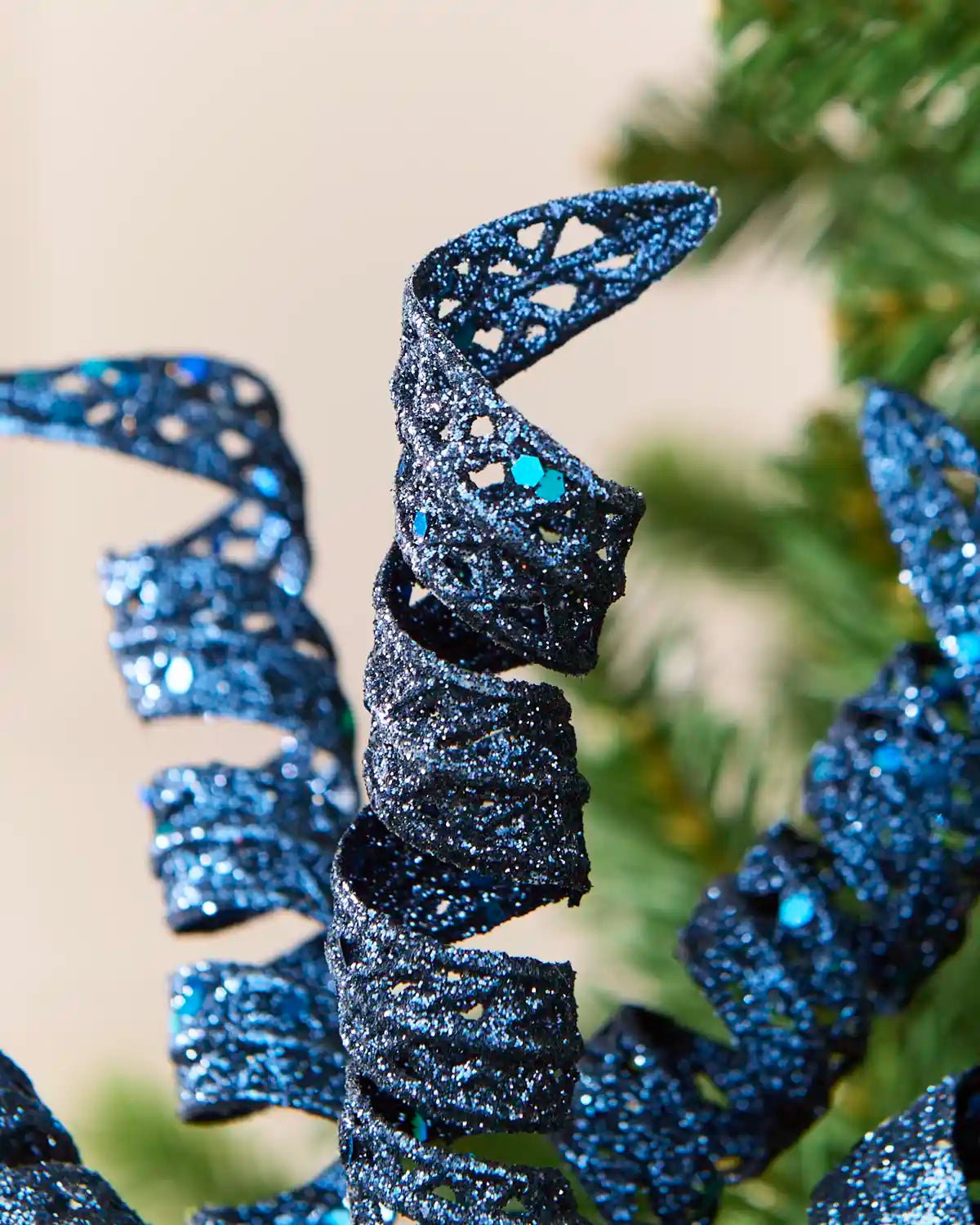Set of 3 Glitter Spiral Picks, Navy, 18 cm - Image 3