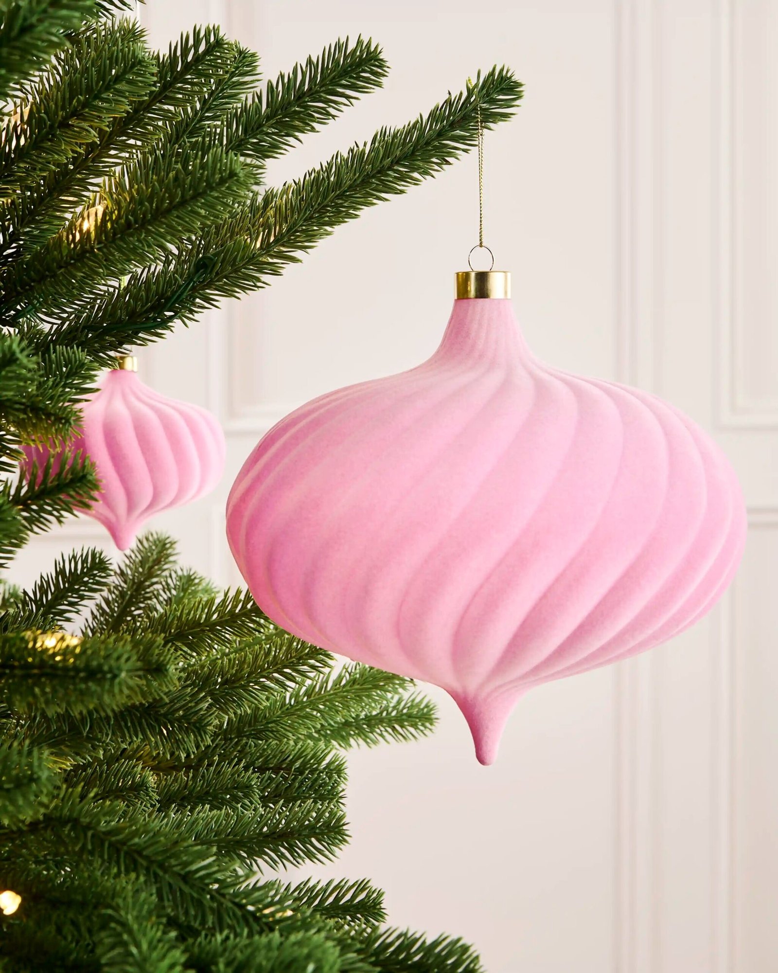Pink Oversized Velvet Bauble, Spiral, 20 cm — 20 cm / Spiral - Image 2