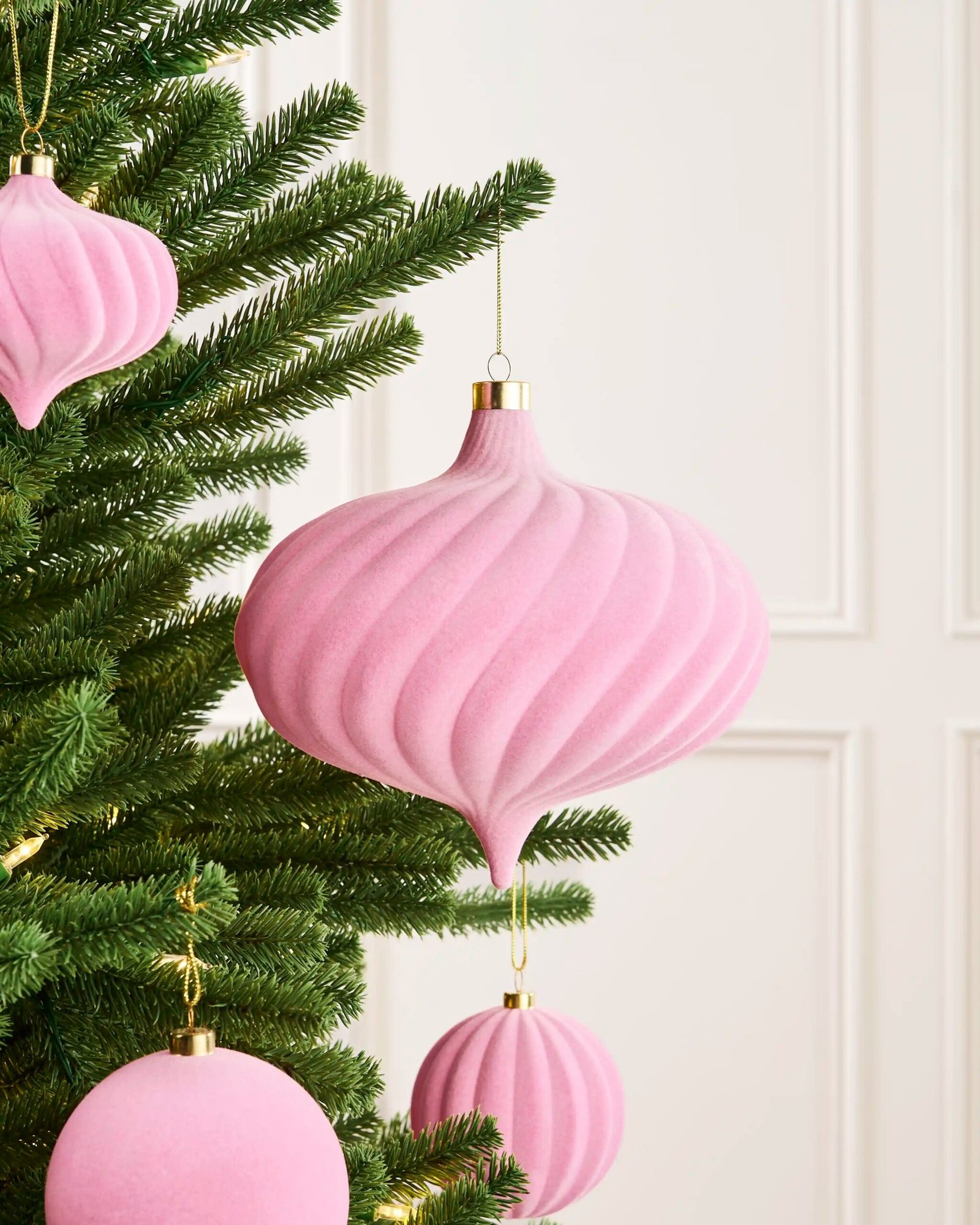 Pink Oversized Velvet Bauble, Spiral, 20 cm — 20 cm / Spiral - Image 3