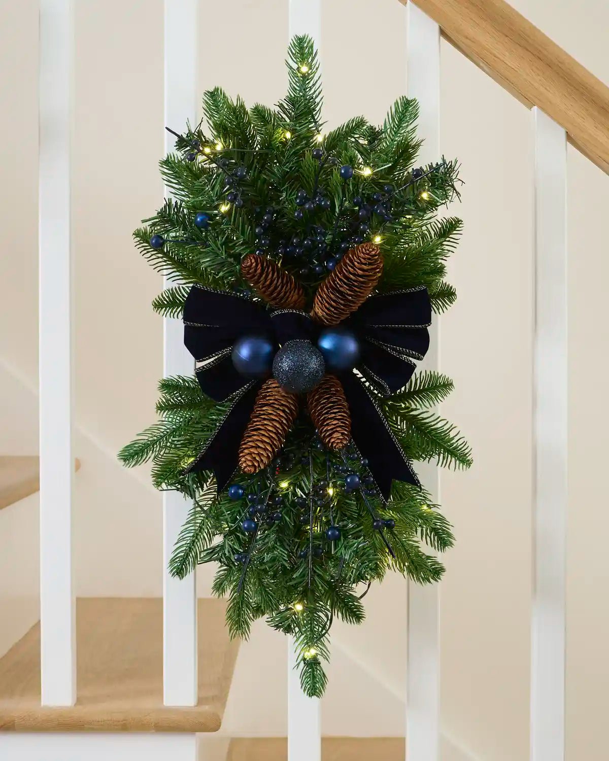Pre-Lit Garland Swag, Navy, 60 cm