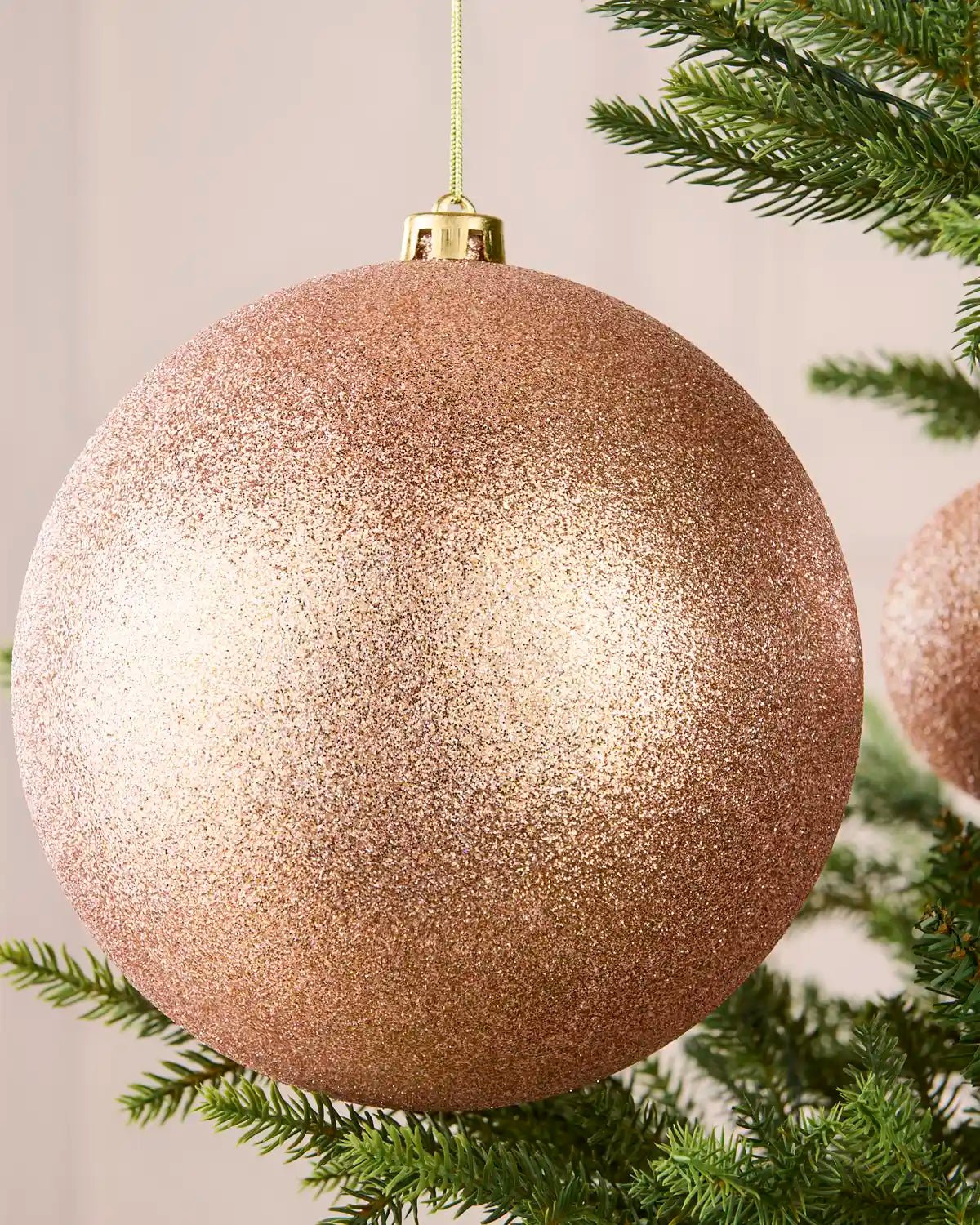 Rose Gold Oversized Shatterproof Bauble, Glitter, 20 cm — 20 cm / Glitter - Image 3