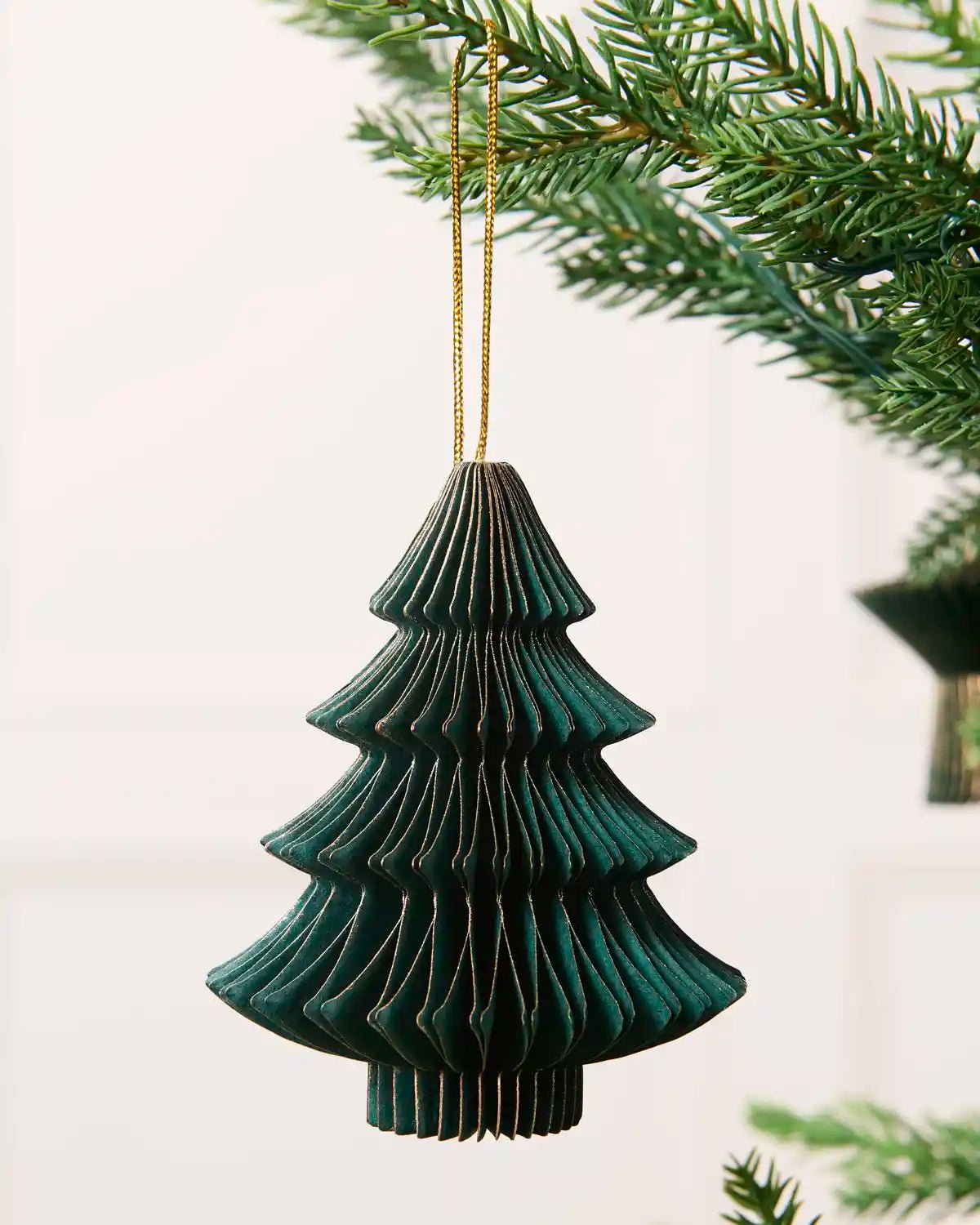Set of 12 Paper Decorations, Sage Green, 10 cm - Image 3