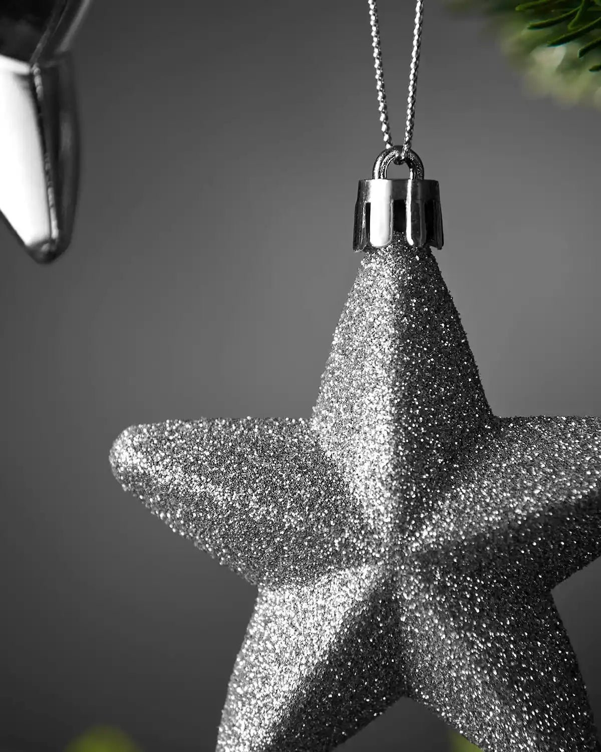 Set of 12 Hanging Stars, Silver, 7 cm - Image 3