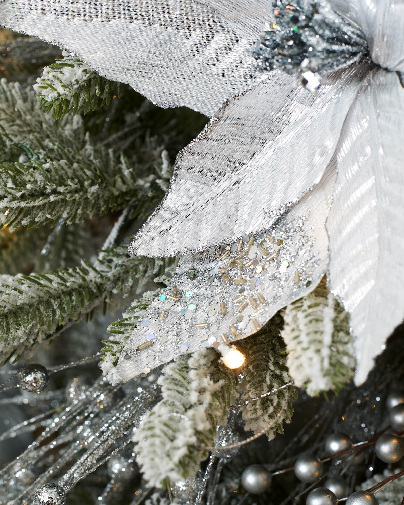 Silver Artificial Poinsettia Flower, 30 cm - Image 3