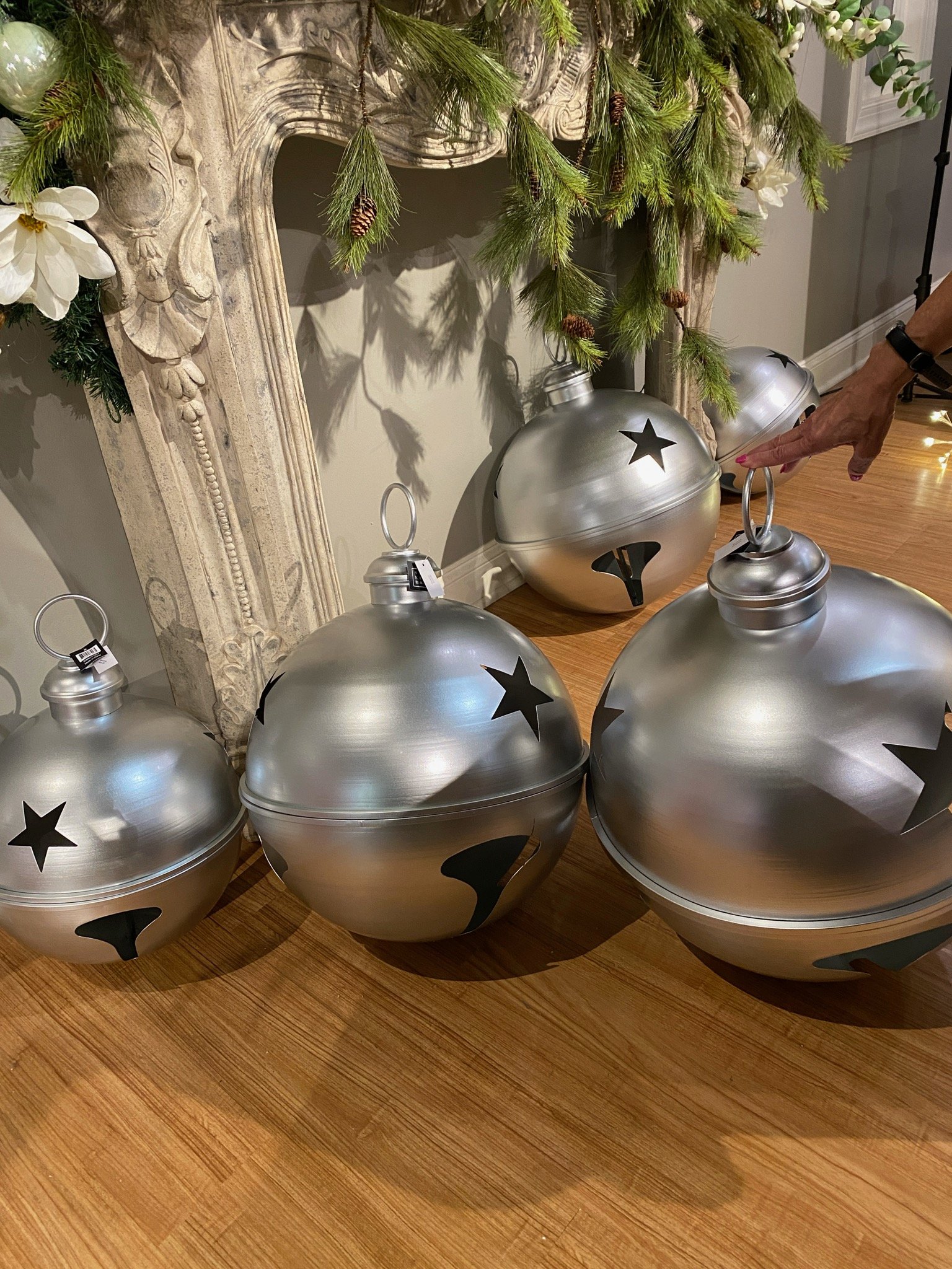 14" Silver Iron Bell Ornament - Image 2