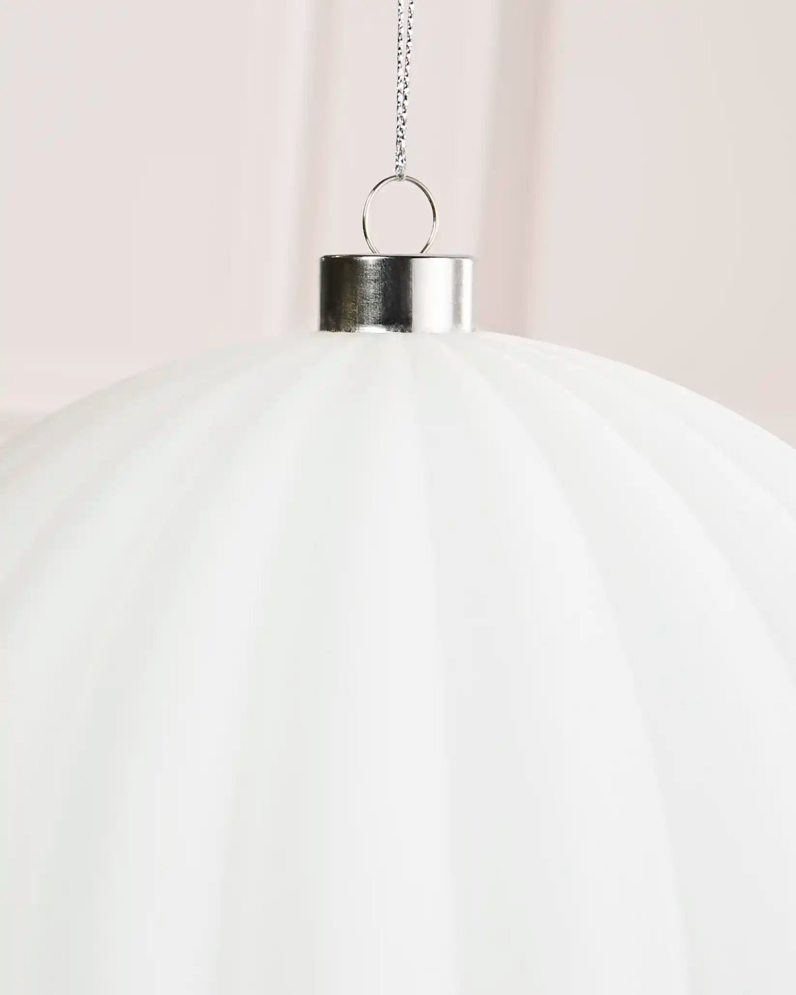 White Oversized Velvet Bauble, Ribbed, 20 cm — 20 cm / Ribbed - Image 4
