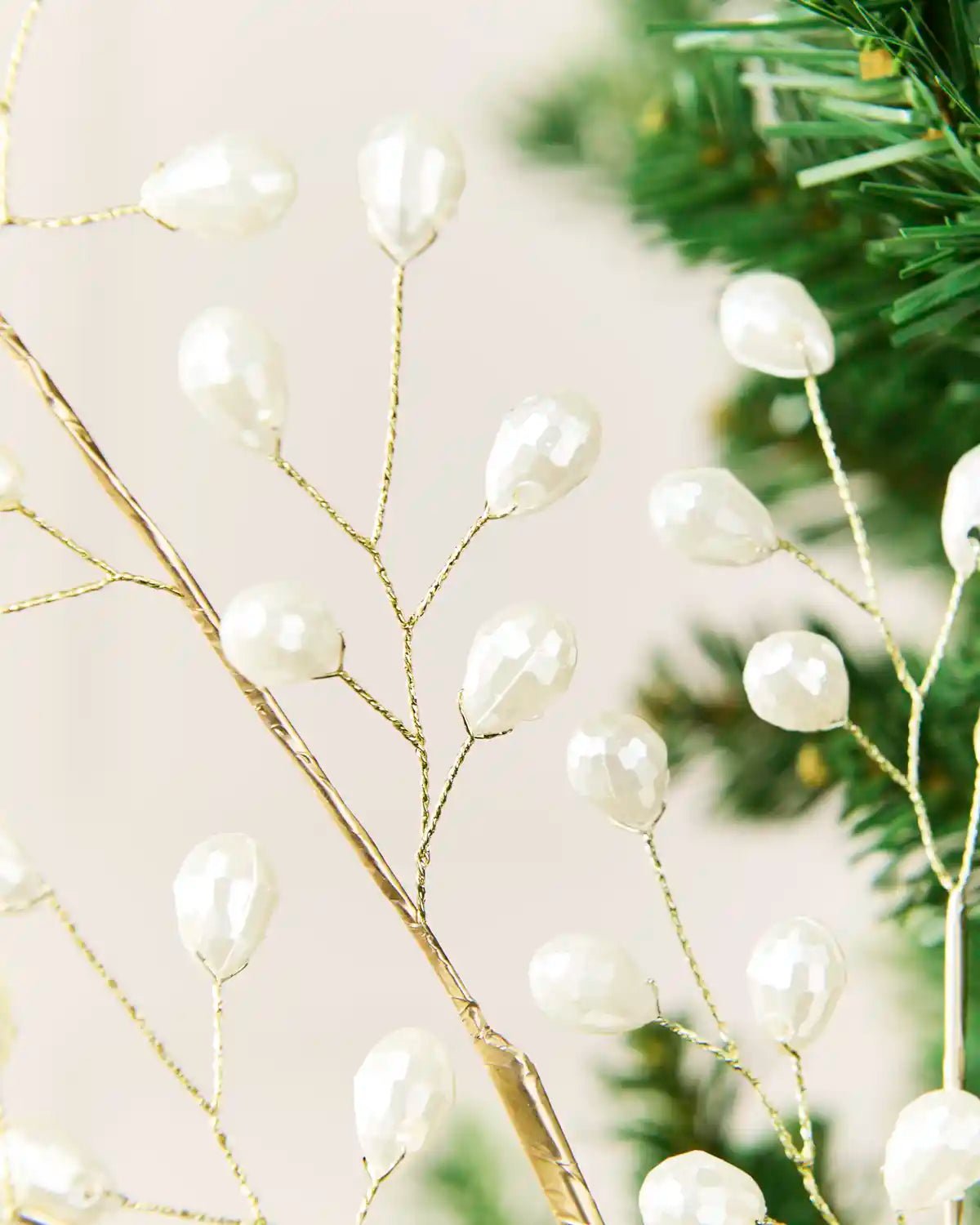 Beaded Pearl Christmas Tree Pick, 68 cm - Image 2